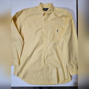 Vintage Ralph Lauren Mens Button Down Dress Shirt XL Blake Yellow
